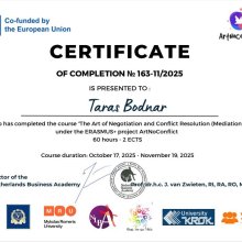 🔖 Хештеги #ErasmusPlus #VirtualExchange #МіжнароднаОсвіта #АкадемічнаМобільність #Медіація #Переговори #ConflictResolution #SoftSkills #СтудентськіДосягнення #Фінанси #ЄвропейськаОсвіта #УкраїнаЄвропа #InternationalExperience